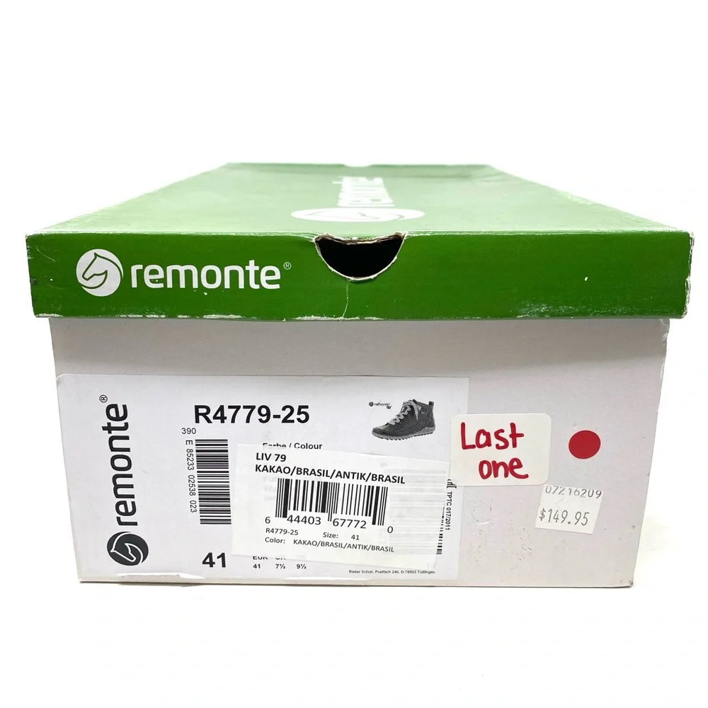 Remonte Liv R4779-25 Kakao Brasil Leather Fleece Lined Booties Size 41 NIB